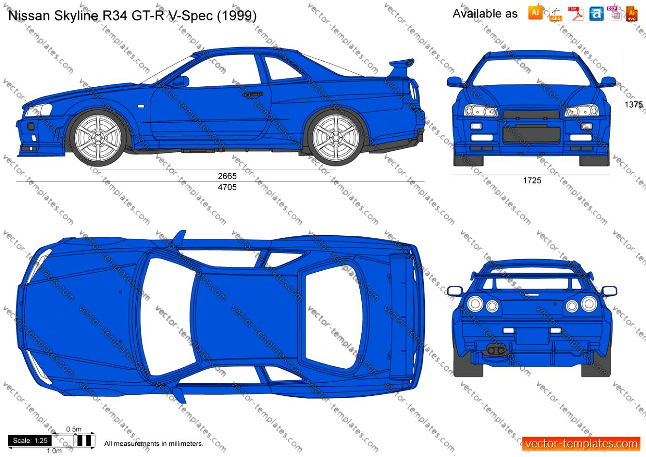 Nissan Skyline GTR r34 Blueprint